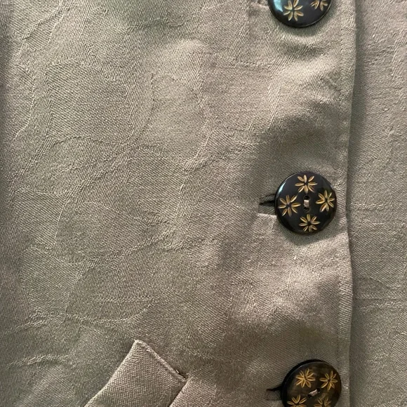 OOAK Handmade Wool, Faux Sherpa, Satin Lined Coat Ginkgo Leaf Patttern Medium - Picture 5 of 9